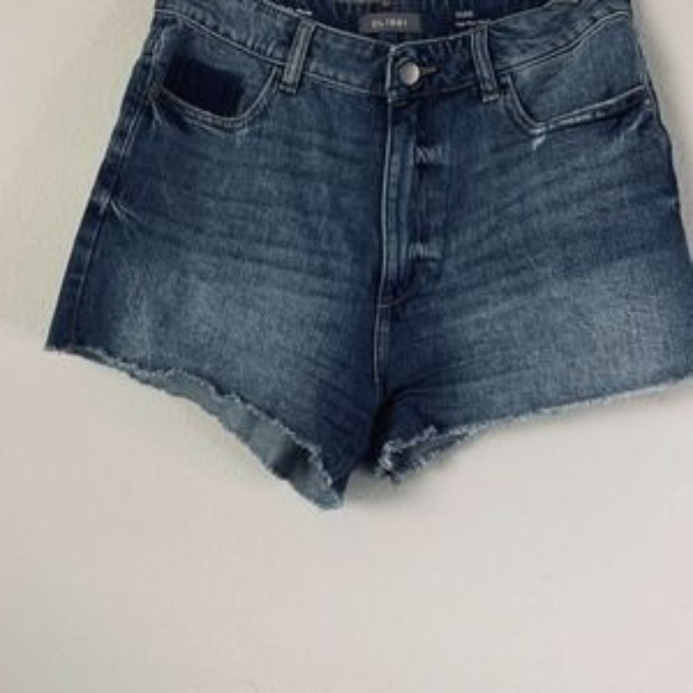 DL1961 Cleo High Rise Denim Frayed Shorts